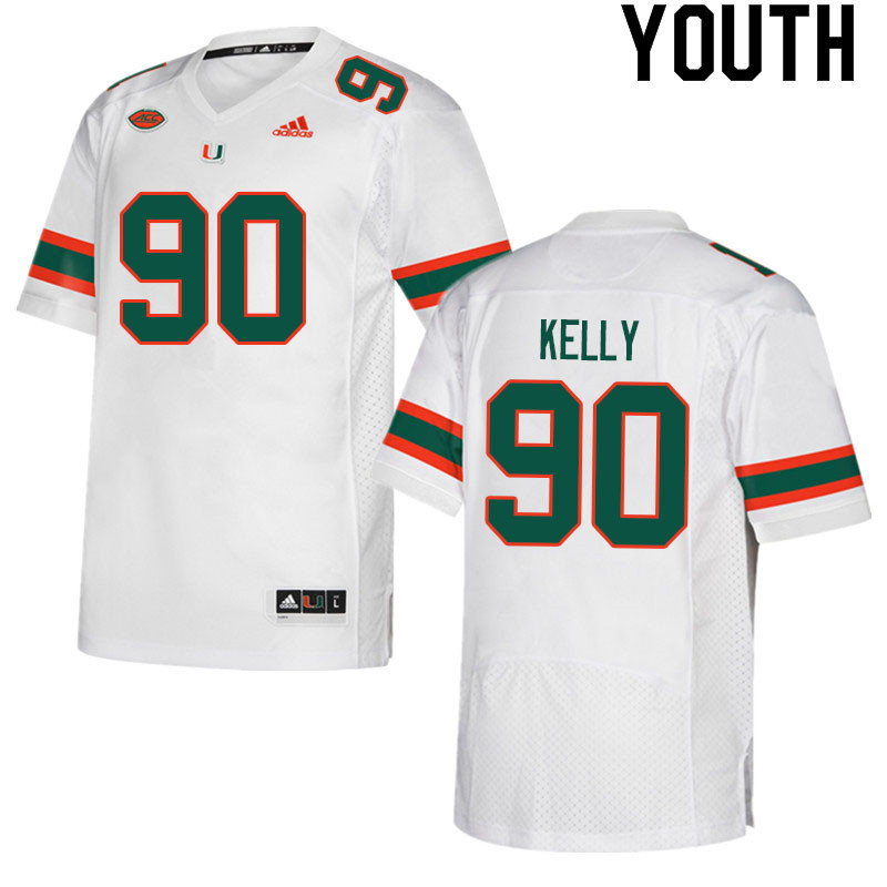 Youth #90 Nyjalik Kelly Miami Hurricanes College Football Jerseys Sale-White